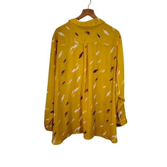 Apt 9 Button Up Top Womens Size 4X Yellow Pockets Career Preppy Artsy Classic - Picture 5 of 9